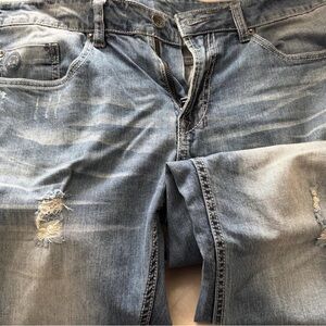 Preowned Men's Buffalo Evan-x Slim Stretch Distressed Blue Jeans Sz 36/32